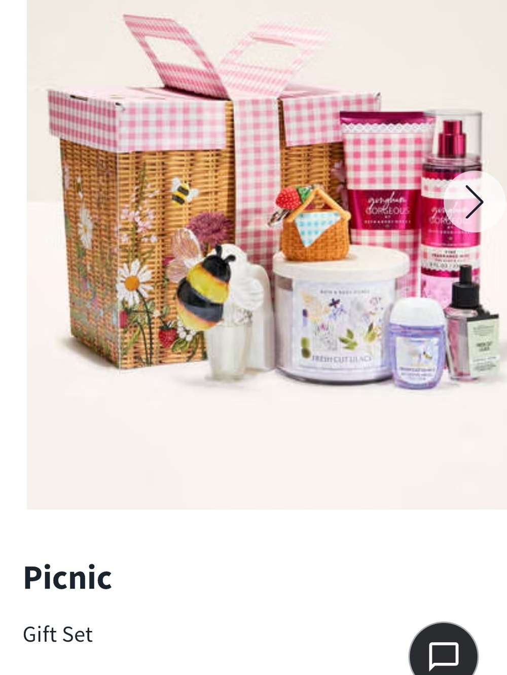 Bath & Body Works Pink Gingham Gourgeous  Floral Bee Gift Box